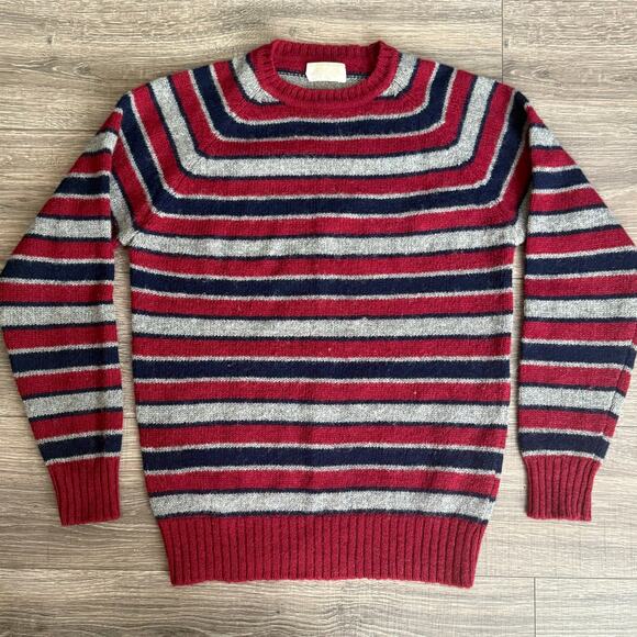 VTG Brooks Brothers Sweater Mens Small 20 red blue Shetland Wool Striped - Picture 1 of 5